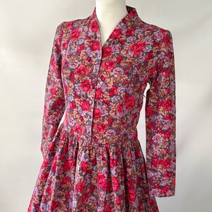 Lovely Laura Ashley vintage modest bordeaux brown pink floral dress warm image 2