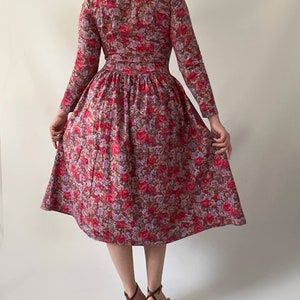 Lovely Laura Ashley vintage modest bordeaux brown pink floral dress warm image 6