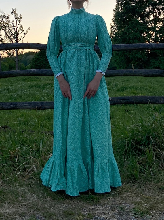 Early Laura Ashley Wales Green Modest Maxi Vintag… - image 9