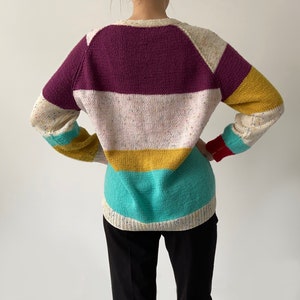 Lovely vintage rainbow cardigan stripes colourful retro cool trendy image 2