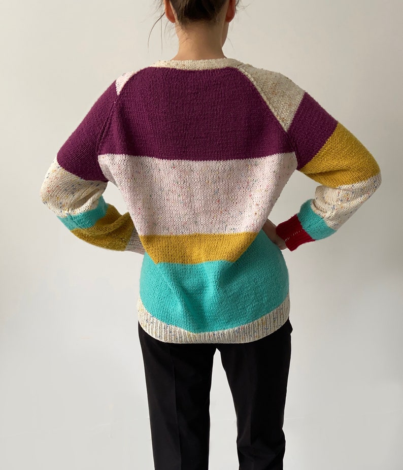 Lovely vintage rainbow cardigan stripes colourful retro cool trendy image 2