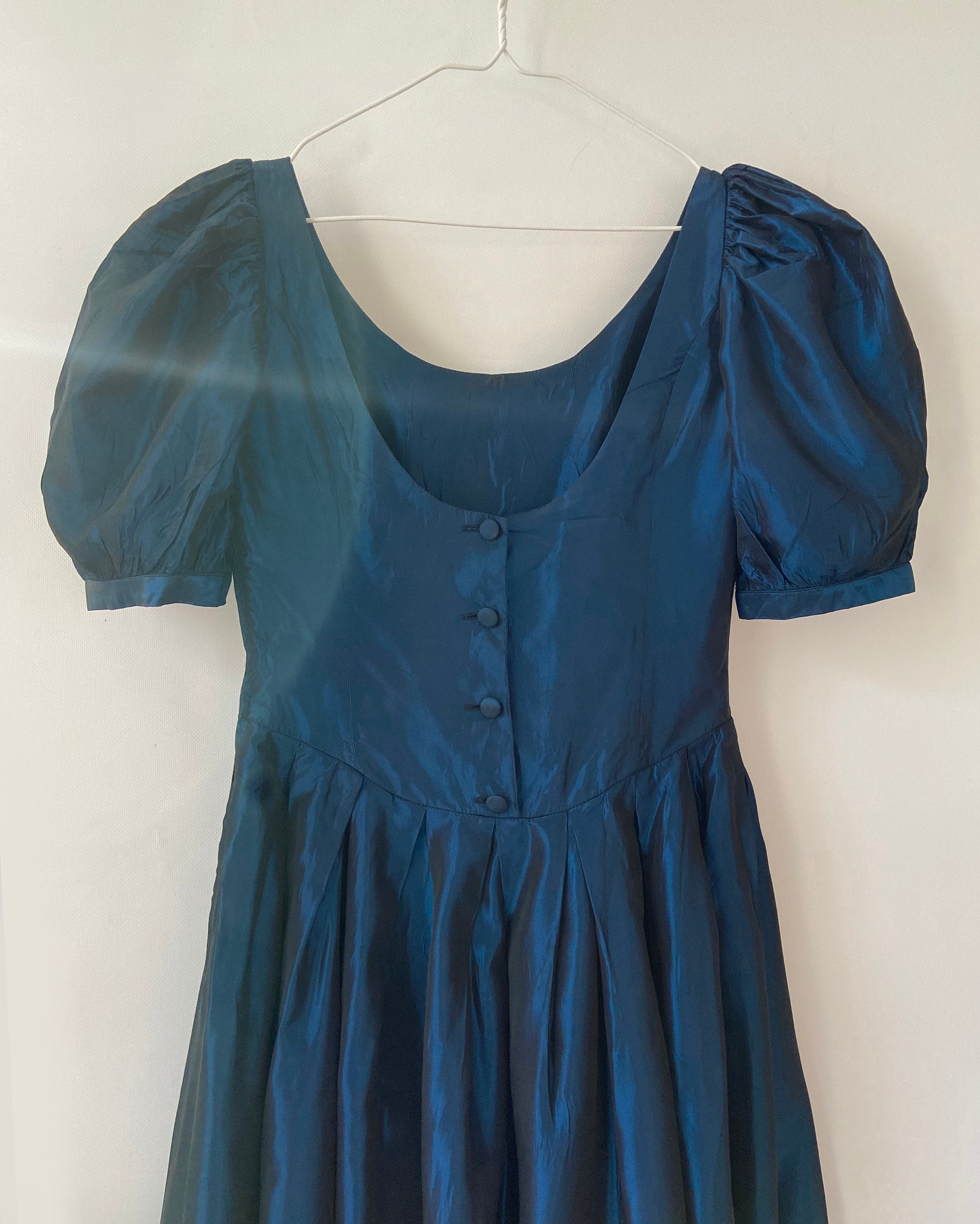 Gorgeous Laura Ashley Blue Vintage Shiny Dress Navy Azure Gown - Etsy