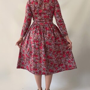 Lovely Laura Ashley vintage modest bordeaux brown pink floral dress warm image 4