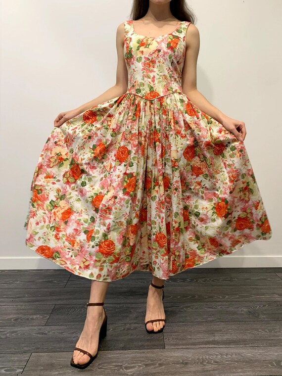 Laura Ashley vintage peach orange princess dress,