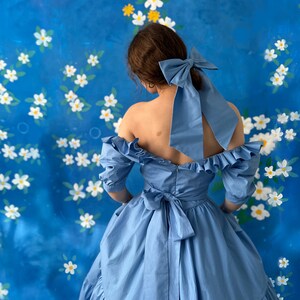 Erin Blue Heart Ruffle Gown