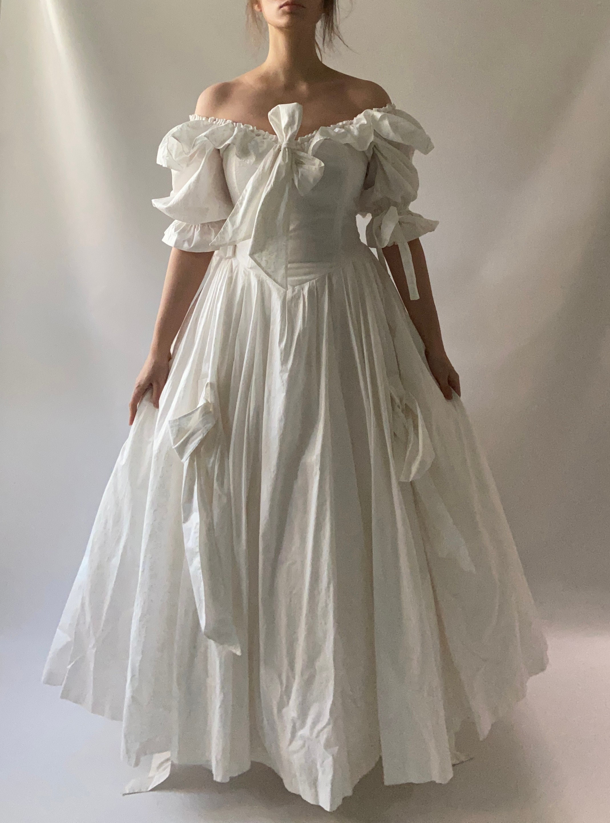 Zeldzame witte jurk Laura Ashley, royale vintage jurk, max. 10
