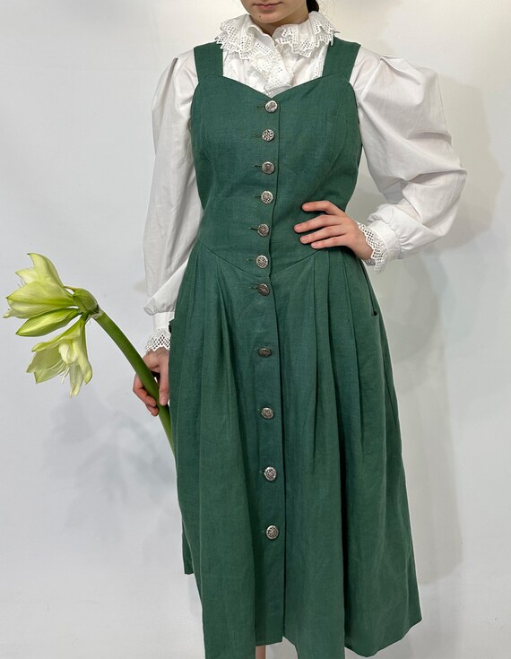 Green Austrian Bavarian dirndl apron sundress - image 2