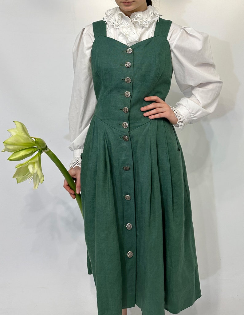 Green Austrian Bavarian dirndl apron sundress image 2