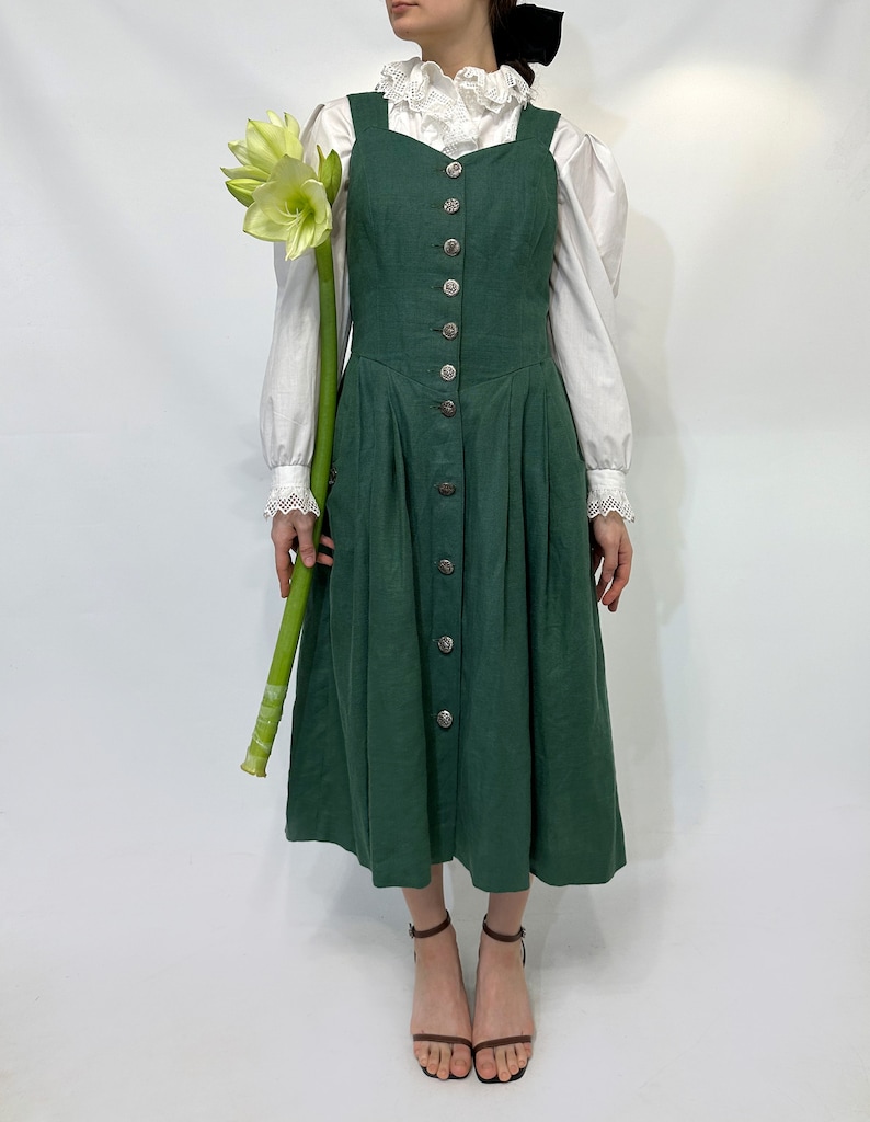 Green Austrian Bavarian dirndl apron sundress image 5