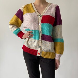 Lovely vintage rainbow cardigan stripes colourful retro cool trendy image 5