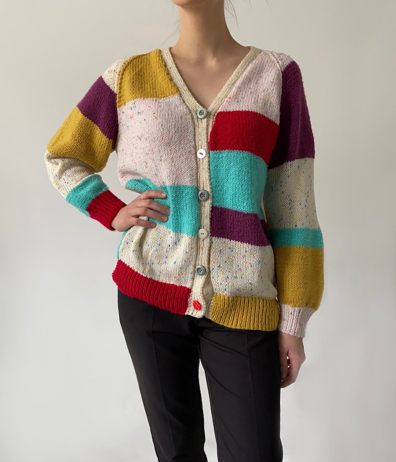 Lovely vintage rainbow cardigan stripes colourful retro cool trendy image 5