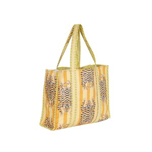 Yellow Tiger Tote Bag, Printed tote bag, Indian hand bag, leaf print totes, Daily use tote bag, Quilted tote bag, Zipper Shopping bag,  bags for women, Gifts for mom, Printed travel bag,  Shoulder Tote Bag, Cotton Quilted Tote, Shopping carry bag, Large tote bag, Hippie tote bag, Bags for women, Patchwork bag, Weekend bag, Beach bag, Tote shoulder bag,  Travel Bag, Gifts for Girlfriend,  Reversible Carry Bag, yoga shopping beach, Vintage Shoulder Bag, block print tote bag, Laptop  bag