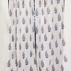 Cotton Hand Block Print Curtains, Bohemian 100% Cotton Floral Curtains, Hand Block Making  Curtain, Home Decor Curtain, Custom Size