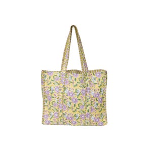 Hand Block Print Cotton Tote Bag: Reversible Quilted Shopping Bag