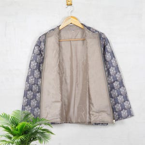 Handmade Quilted Silk Jacket: Floral Bohemian Coat