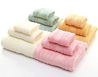 Bamboo Terry Towel Set: Ultra Soft, Absorbent, Antimicrobial - 3 Piece