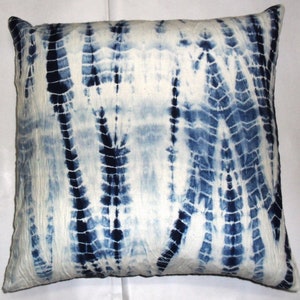 Tie Dye Cushions Indigo Pillow Decorative Cotton Throw Shibori Pillow Cases Boho Outdoor Cushion Cover 16" x 16" Bohemian Sofa Chair Shams