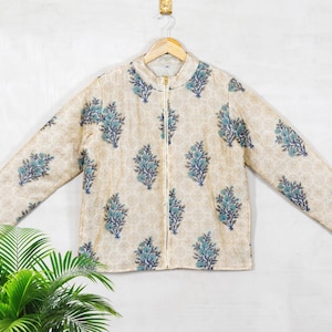 Handmade Silk Quilted Jacket: Floral Boho Coat