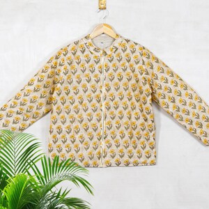 Handmade Printed Silk Quilted Jacket: Floral Bohemian Coat