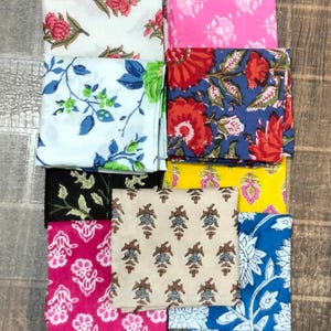 Hand Block Printed Cotton Napkins: Assorted Colors, Dining Table Napkins
