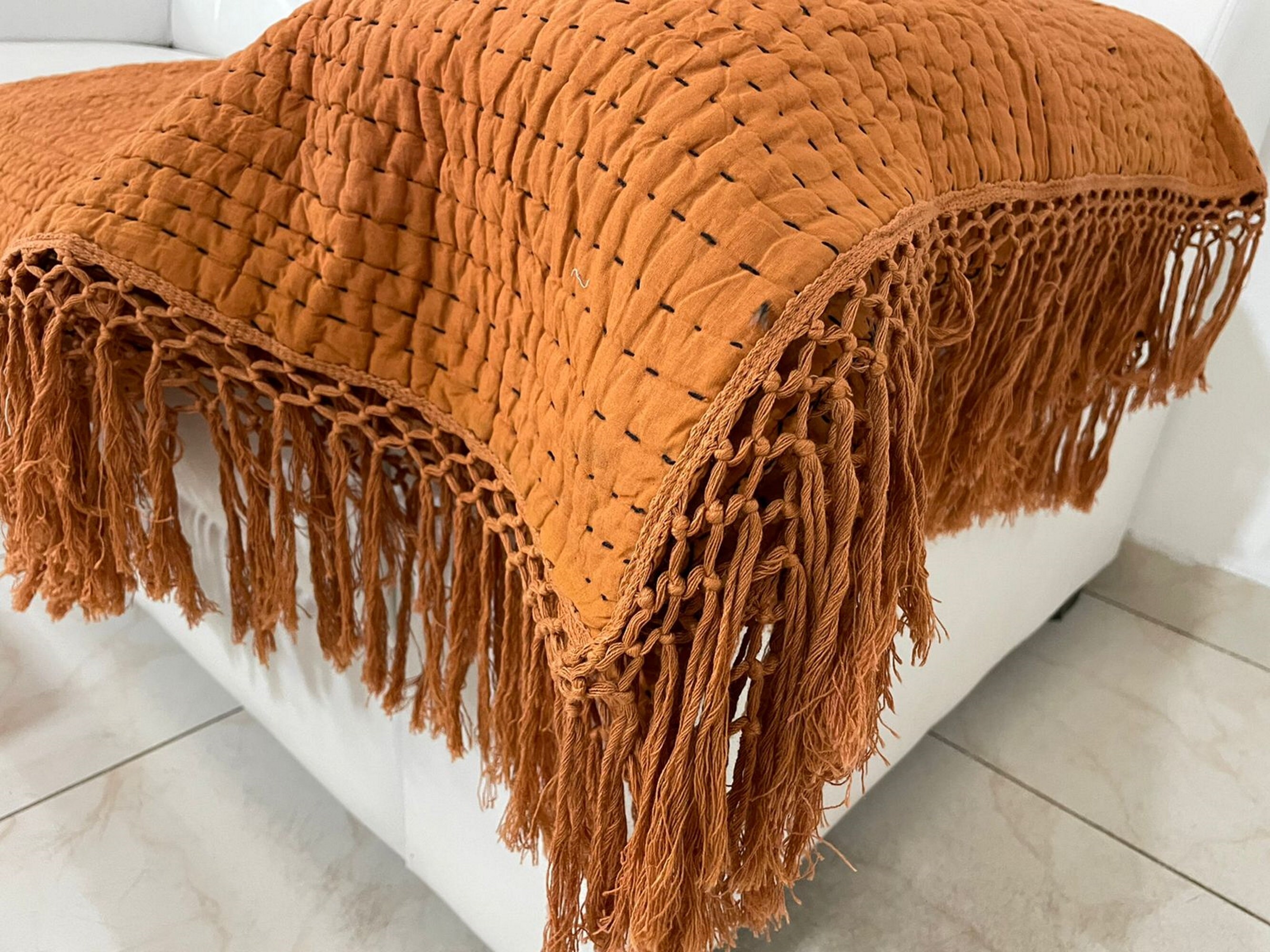 100 Cotton Solid Color Bohemian Coverlet Comforter With Tassels Quilt