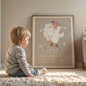 Personalisiertes Poster zur Kinderzimmerdekoration - Geburtsposter - Ankündigung - Baby - Geburt