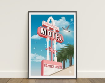 Illustration, Affiche, Poster, Décoration Monterey Motel