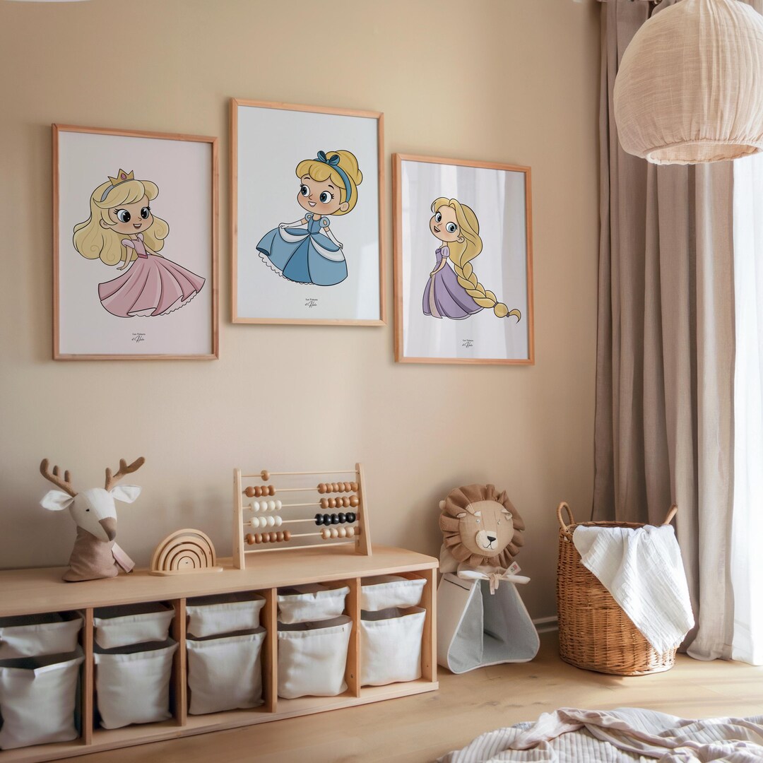 Set of 6 Illustrated Princess Posters | Children's Room Decoration ...