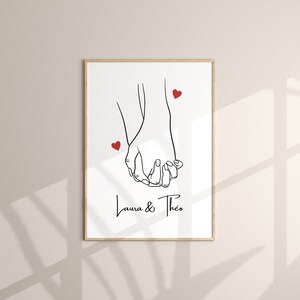 Aanpasbare Hand in Hand Poster - Liefde - Familie - Vriendschap - Paarcadeau