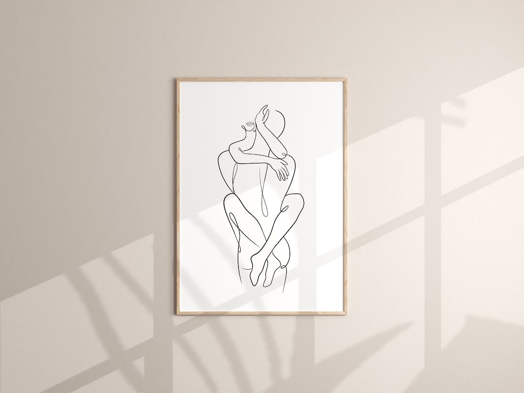 Line Art Body, Erotic Minimalist Couple Art, Wall Home Decor, Line ...