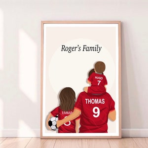 Anpassbare Illustration - Fußball-, Rugby-, Basketball-Fan - Geschenkidee - personalisiertes Geschenk - Vatertag