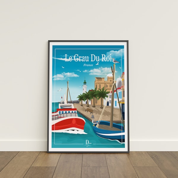 Grau Du Roi City Print, South of France Print, Travel Wall Art, Grau du Roi Travel Poster, Birthday Present, Holiday Memories