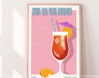 SEX On The BEACH PRINT - Affiche de bar - Décoration Murale -Affiche de Cocktail - Décoration Intérieur