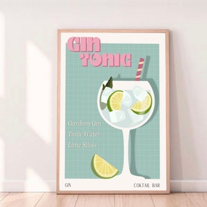 GIN TONIC PRINT - Bar Poster - Wanddekoration - Cocktail Poster - Inneneinrichtung