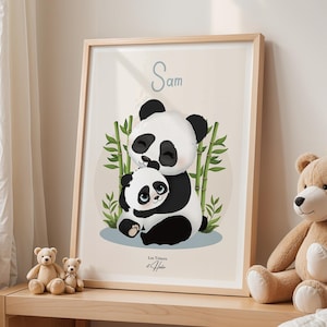 Anpassbares Poster für Kinderzimmer - Waldthema - Panda - Baby - Geburt