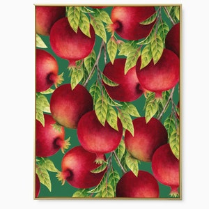 Art print of original painting • Pomegranate botanical art • Watercolor pomegranate poster • Fine art print • Botanical wall art