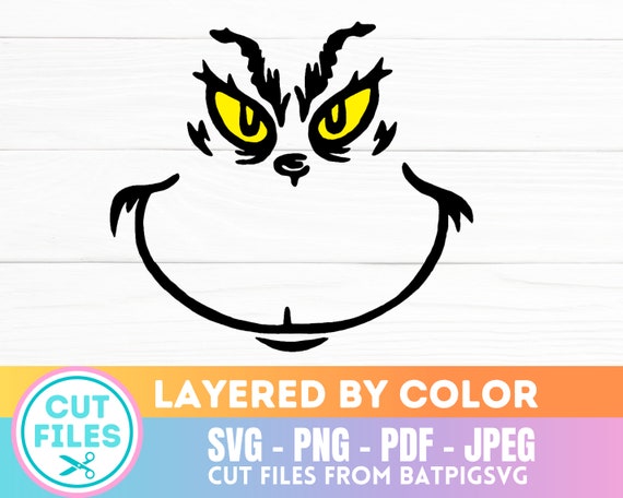 Grinch Face Grinch SVG Layered SVG Christmas Cricut Cut | Etsy