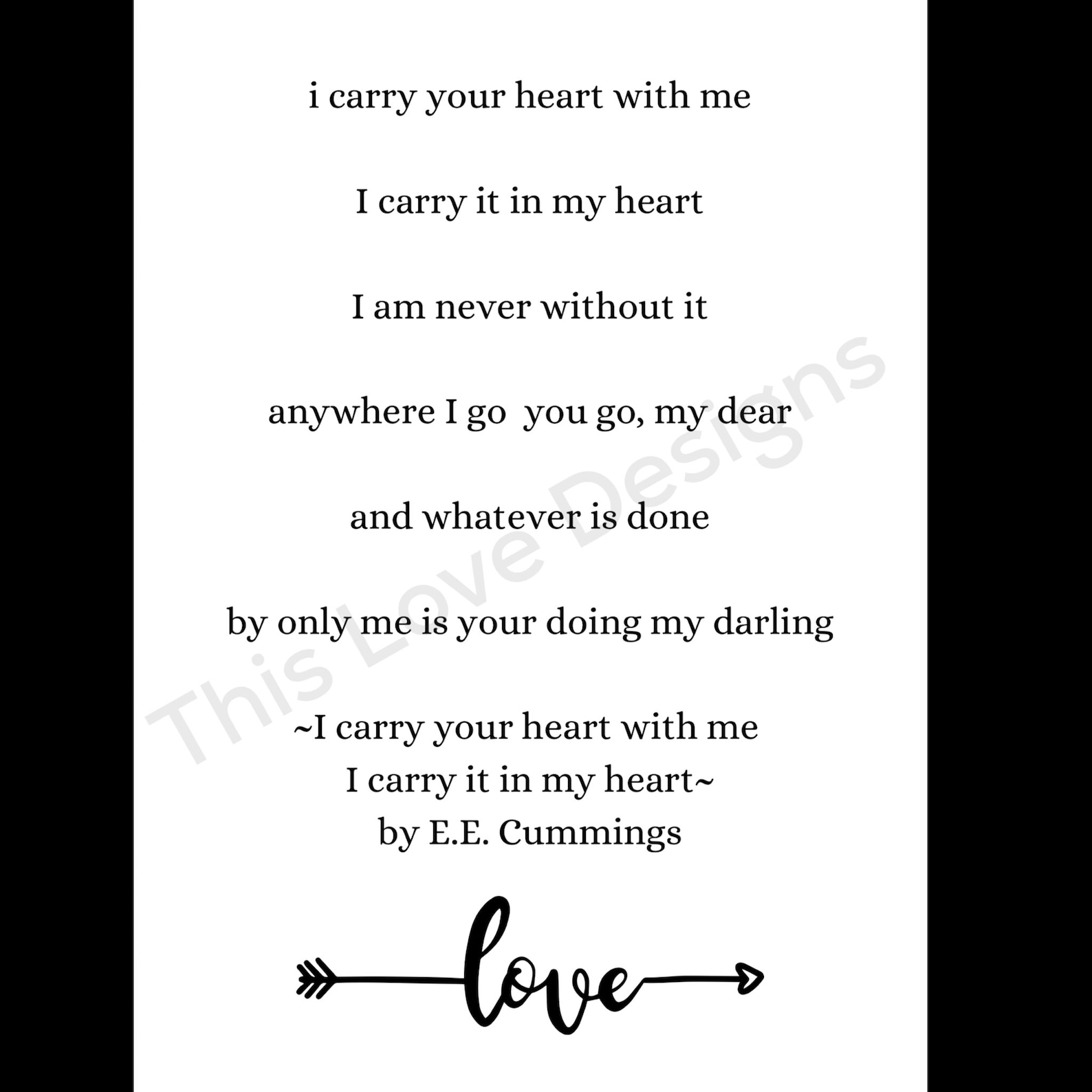 I carry your heart Digital Print/ Romantic Poem perfect for | Etsy