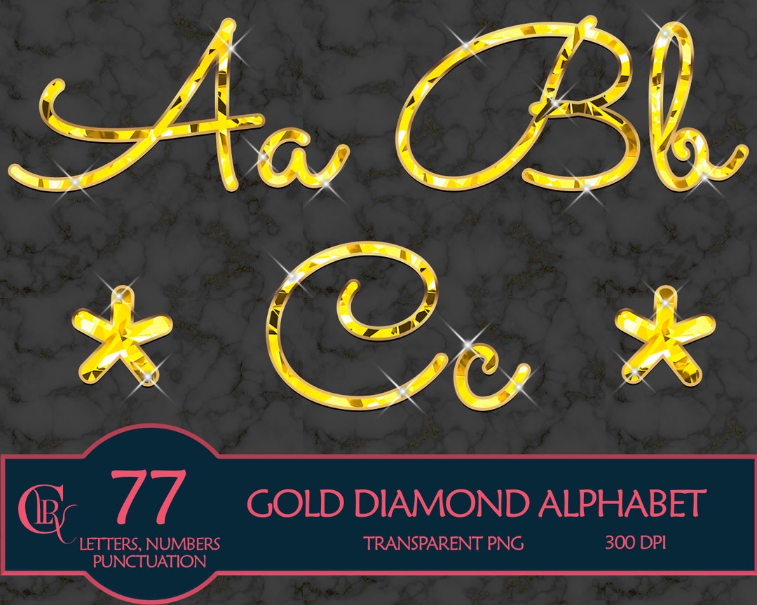 Gold Diamond Alphabet Clip Art Foil Letters Alphabet Clipart Foil Font ...