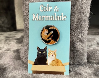 Cole & Marmalade ENAMEL PINS With LOCKING Back - Yin Yang Design!