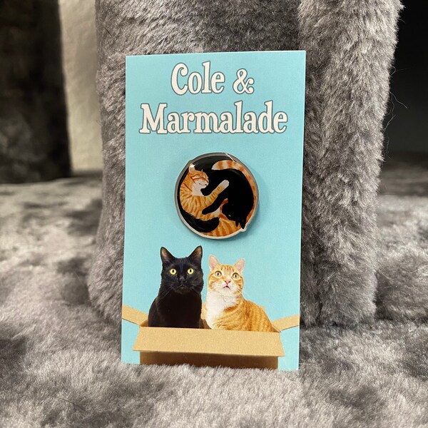 Cole & Marmalade ENAMEL PINS With LOCKING Back - Yin Yang Design!