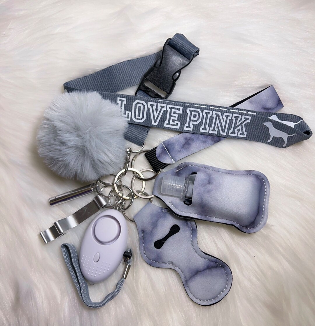 Safety Protection Keychain Set With Alarm. PINK Lanyard Etsy