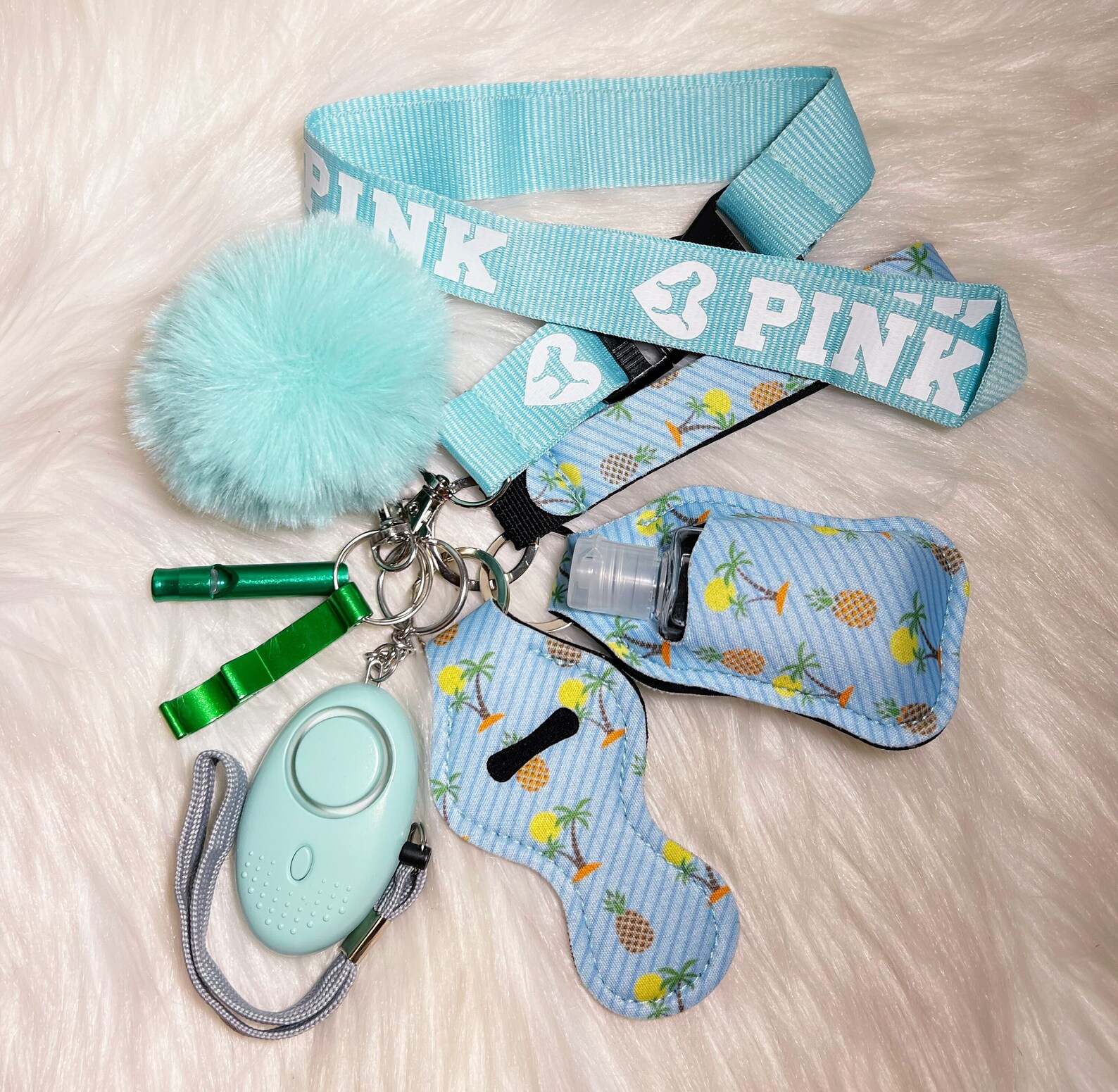 Safety Protection Keychain Set With Alarm. PINK Lanyard Etsy