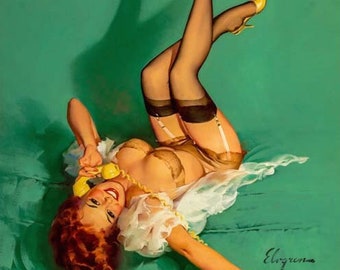 Vintage Beautiful Auburn Haired Women Pin Ups/Pinups Artworks Gil Elvgren Print #187