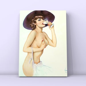 Martini Time Alberto Vargas 1935 Vintage Beautiful Brunette Pin Up Art Print