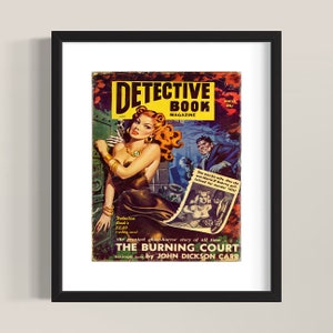 The Detective Book Vintage Print, Pulp Paperback Cover Art, Unique Wall Art Decor