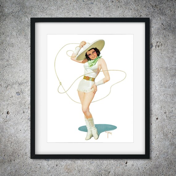 Rodeo Queen Cowgirl Art Print | Western Pinup Girl Print, Vintage Cowgirl  Wall Decor, Retro Cowgirl Art, Enoch Bolles Pin-up Girl Poster