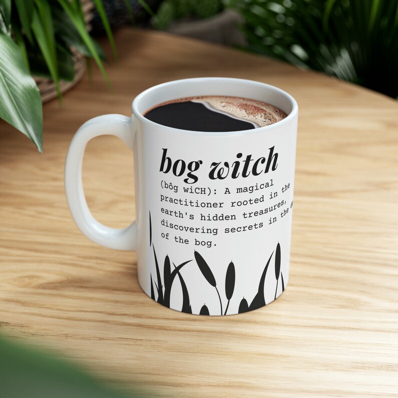 Bog Witch Mug | Witchy Coffee Mug | Nature Witch Gift | Goblincore Cottagecore Ceramic Cup | 11oz Witch Mug image 2