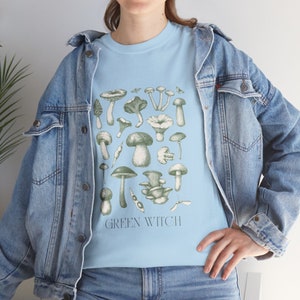 Green Witch Mushroom Vintage-Inspired Unisex T-Shirt