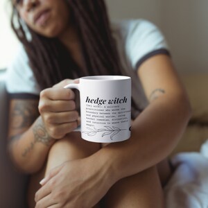 Hedge Witch Ceramic Mug - Unique 11oz Green Witch Cup